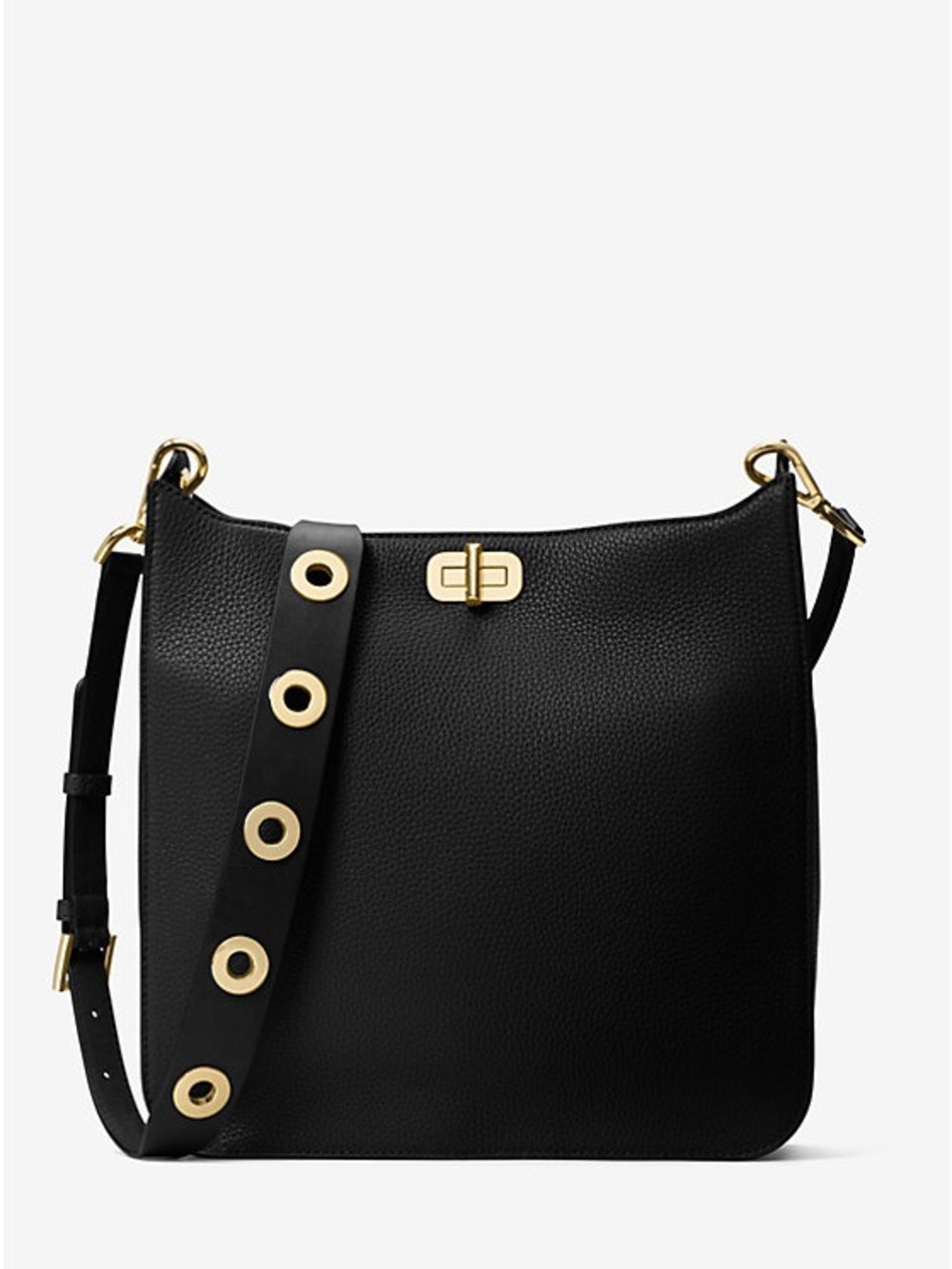 Michael Kors Sullivan Messenger Black Pebbled Leather Crossbody Bag + Dust Bag